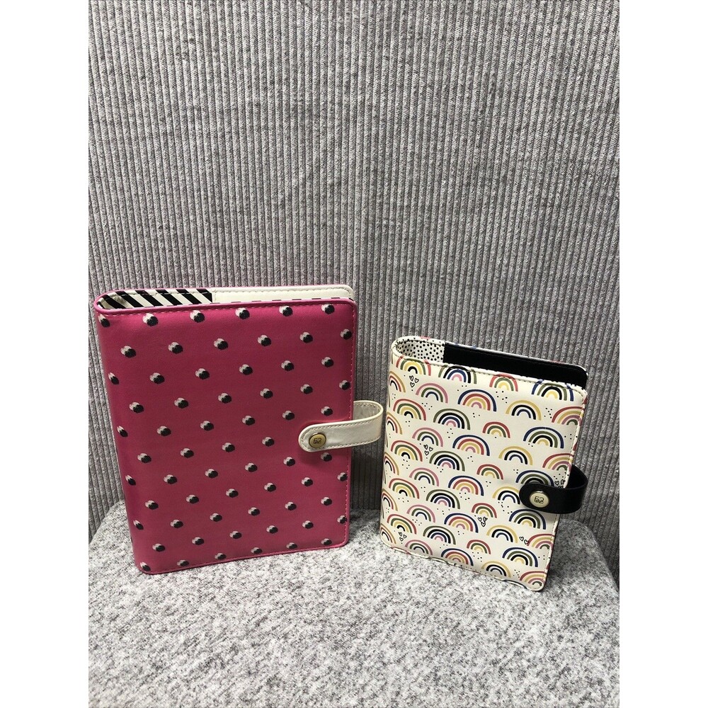 Lot Of 2 The Paper Studio Planner Covers 3 Ring Binder Pink Rainbow